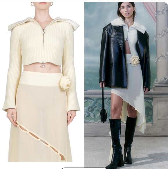 HOUSE OF SUNNY DOUBOR COLLAR PEGGY CROPPED CARDIGAN SZ US 10 UK 14 - Picture 3 of 17